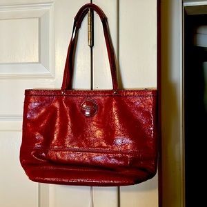 Coach deep red pocketbook tote great condition